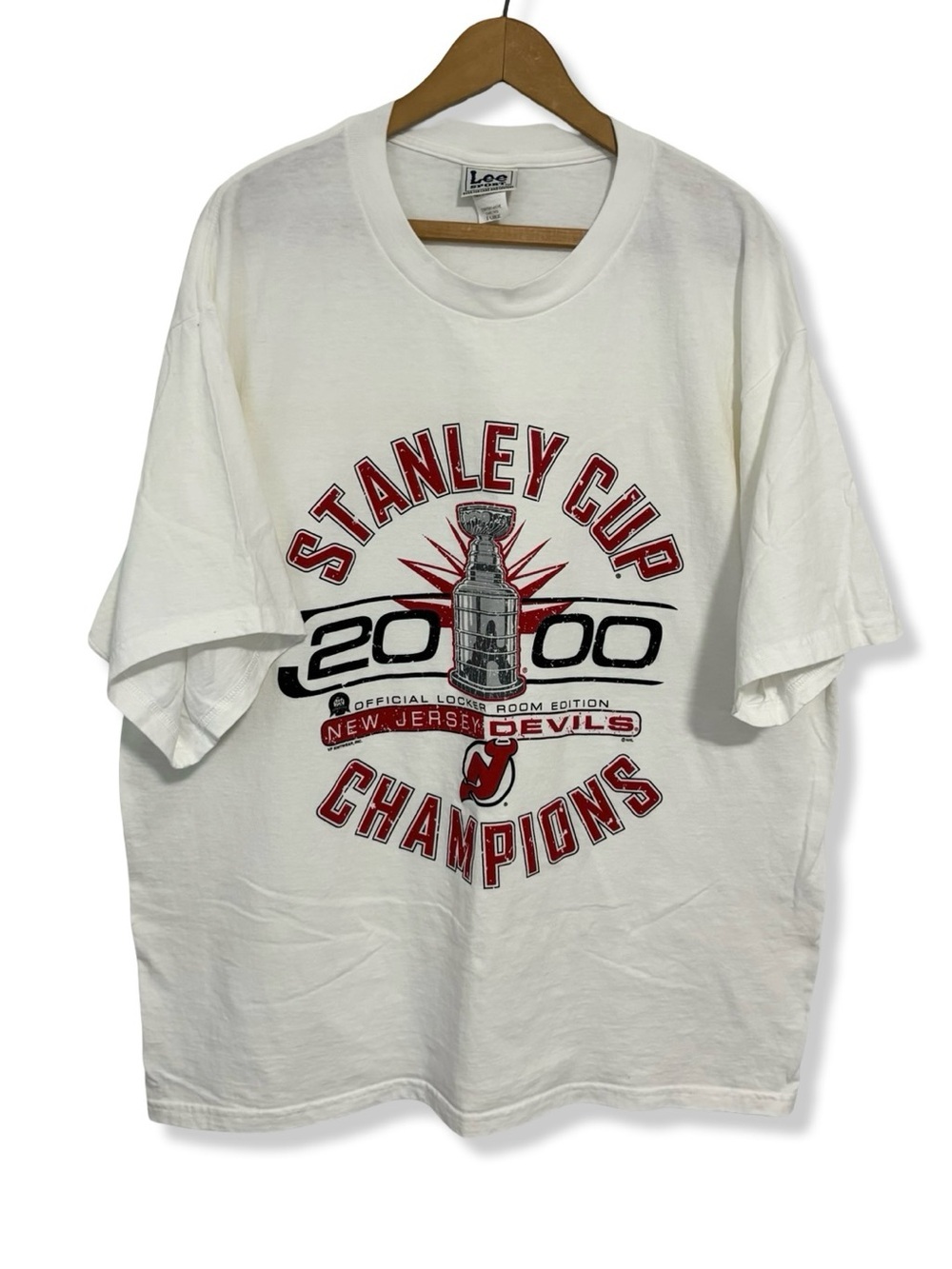 Vintage Lee White 2000 Stanley Cup Champions New Jersey Devils Tee